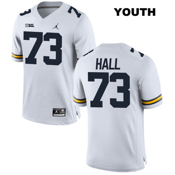 Youth NCAA Michigan Wolverines Ja'Raymond Hall #73 White Jordan Brand Authentic Stitched Football College Jersey GJ25P53YI